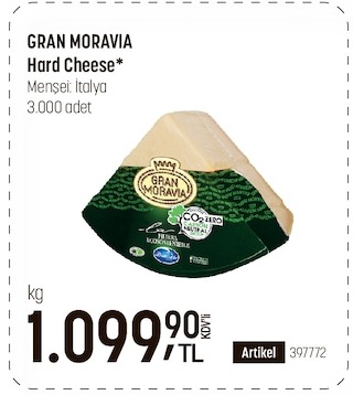 Gran Moravia Hard Cheese 3 Kg