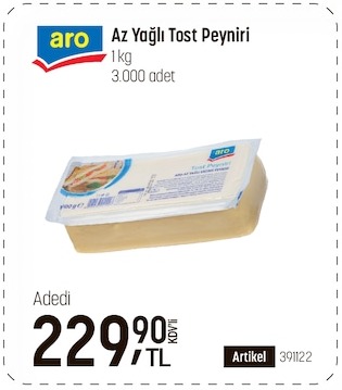 Aro Az Yağlı Tost Peyniri 1 Kg