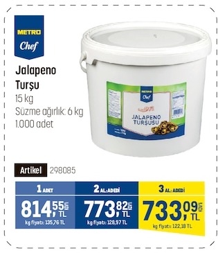 Metro Chef Jalapeno Turşu 15Kg