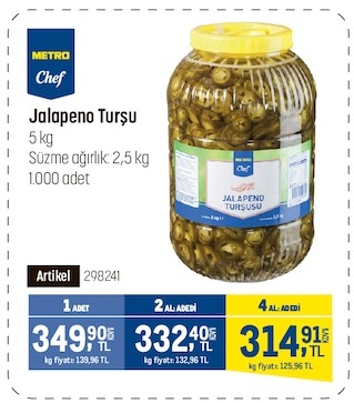 Metro Chef Jalapeno Turşu 5 Kg