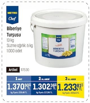Metro Chef Biberiye Turşusu 13Kg