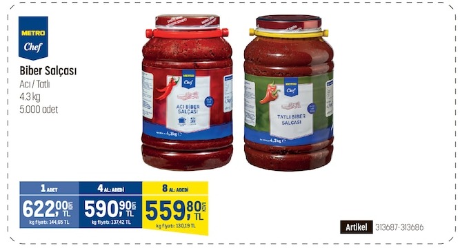 Metro Chef Biber Salçası Acı/Tath 4.3Kg