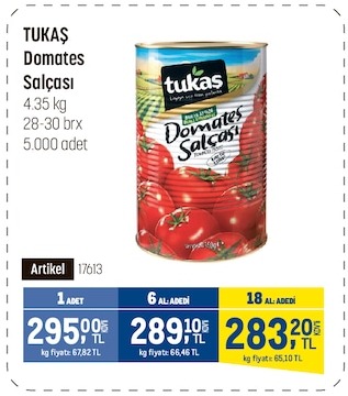 Tukaş Domates Salçası 4.35Kg