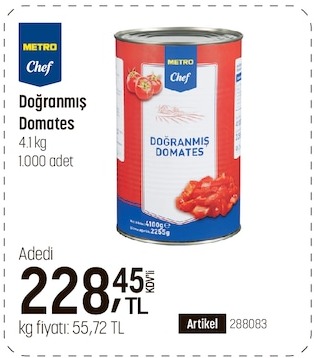 Metro Chef Doğranmış Domates 4.1Kg