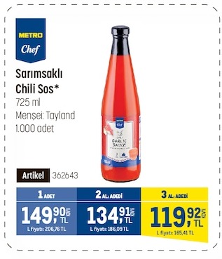 Metro Chef Sarımsaklı Chili Sos 725 Ml