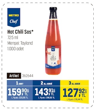 Metro Chef Hot Chili Sos 725 Ml