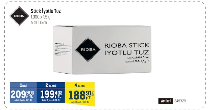 Rioba Stick İyotlu Tuz 1000X1.5G