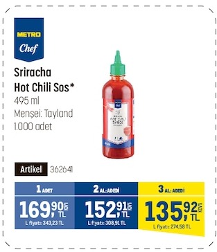 Metro Chef Sriracha Hot Chili Sos 495 Ml