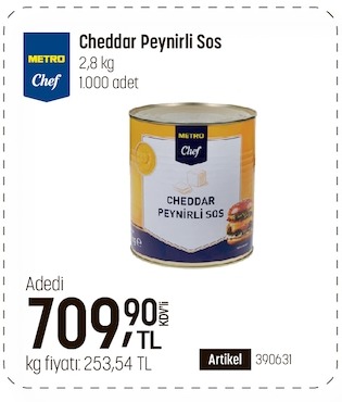 Metro Chef Cheddar Peynirli Sos 2.8 Kg