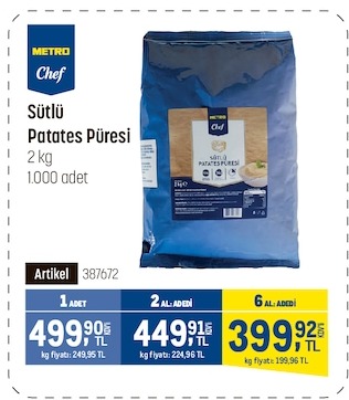 Metro Chef Sütlü Patates Püresi 2Kg