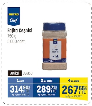 Metro Chef Fajita Çeşnisi 750G
