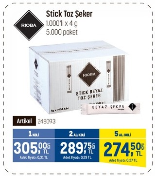 Rioba Stick Toz Şeker 1.000'Li X 4G 5.000 Paket