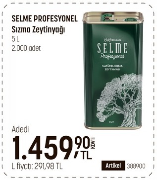 Selme Profesyonel Sızma Zeytinyağı 5L