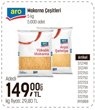Aro Makarna Çeşitleri 5Kg
