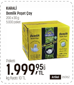 Karali Demlik Poşet Çay 200X30G