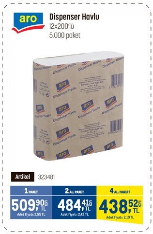 12X200'Lü 5.000 Paket Dispenser Havlu