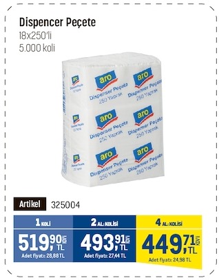 Dispenser Peçete 18X250'Li