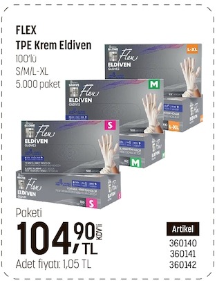Flex Tpe Krem Eldiven 100'Lü