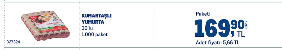 Kumartaşlı Yumurta 30'Lu 1.000 Paket