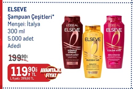 Elseve Şampuan Çeşitleri 300Ml