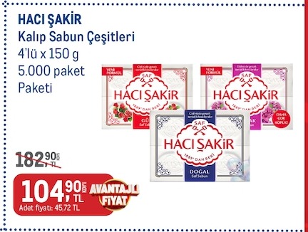 Hacı Şakir Kalıp Sabun Çeşitleri 4X150G