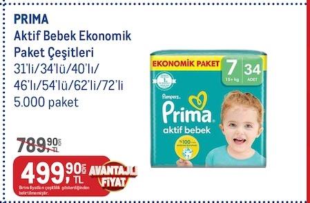 Prima Aktif Bebek Ekonomik Paket Çeşitleri