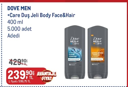 Dove Men +Care Duş Jeli Body Face&Hair 400Ml