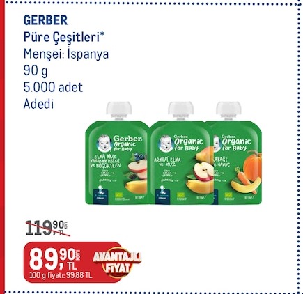 Gerber Püre Çeşitleri 90G