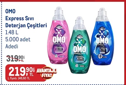 Omo Express Sıvı Deterjan Çeşitleri 1.48 L