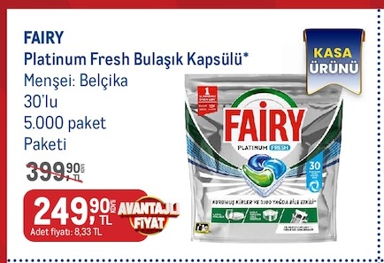 Fairy Platinum Fresh Bulaşik Kapsülü 30 Lu