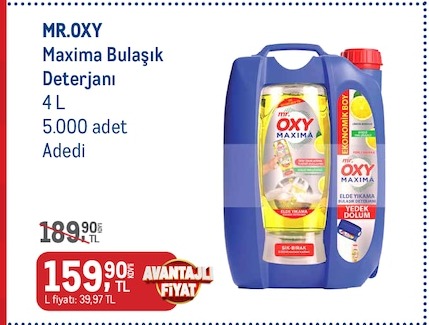 Mr.Oxy Maxima Bulaşık Deterjanı 4L