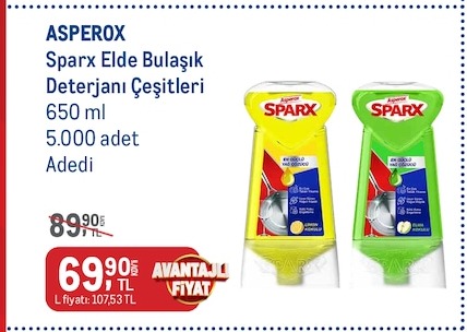 Asperox Sparx Elde Bulaşık Deterjanı Çeşitleri 650 Ml