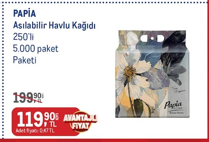 Papia Asılabilir Havlu Kağıdı 250'Li