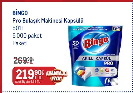 Bingo Pro Bulaşık Makinesi Kapsülü 50'Li