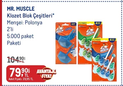Mr. Muscle Klozet Blok Çeşitleri 2'Li Paket