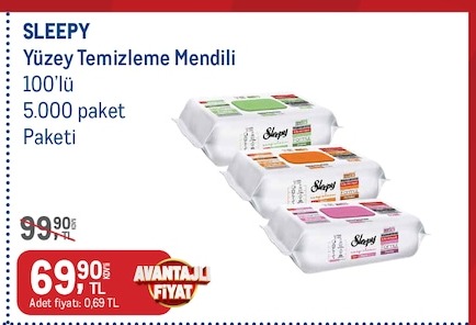 Sleepy Yüzey Temizleme Mendili 100'Lü