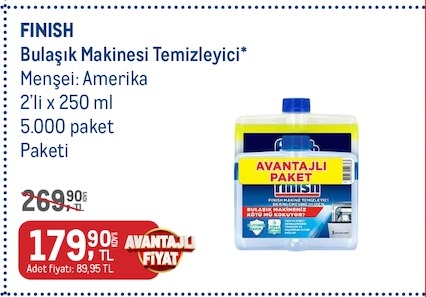 Finish Bulaşık Makinesi Temizleyici 2'Li X 250 Ml