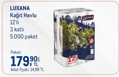 Luxana Kağıt Havlu 12Li 3 Katlı 5.000 Paket