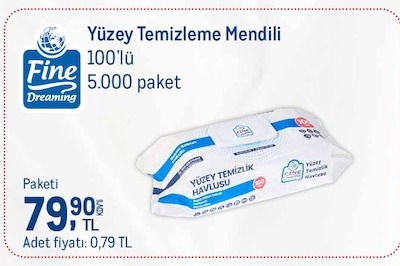 Fine Dreaming Yüzey Temizleme Mendili 100'Lü