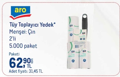 Aro Tüy Toplayıcı Yedek 2'Li 5000 Paket