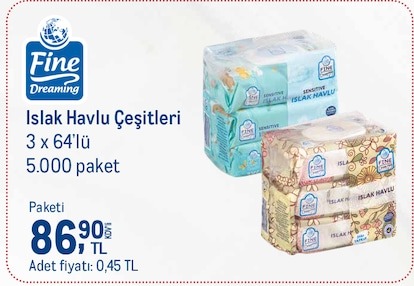 Fine Islak Havlu Cesitleri 3 X 64'Lu