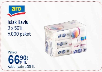 Aro Islak Havlu 3 X 56'Li