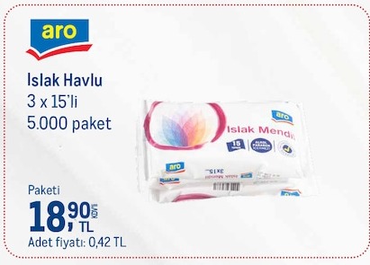 Aro Islak Havlu 3X15'Li