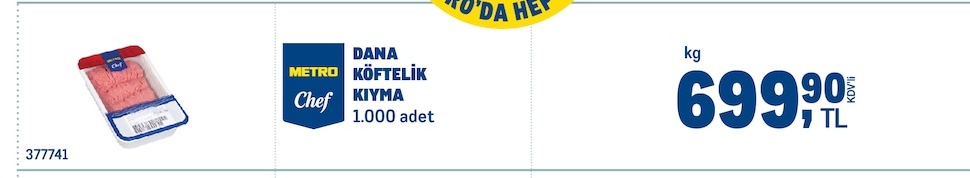 Metro Chef Dana Köftelik Kıyma 1000 Adet