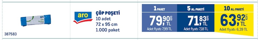 Aro Çöp Poşeti 10 Adet 72 X 95 Cm 1.000 Paket