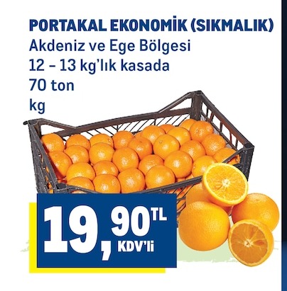 Portakal Ekonomik (Sikmalik) 12-13 Kg'Lik Kasada