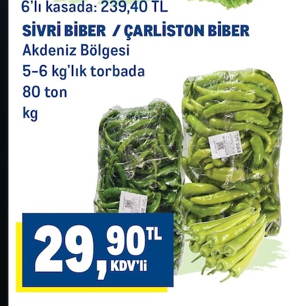 Sivri Biber / Çarliston Biber 5-6 Kg