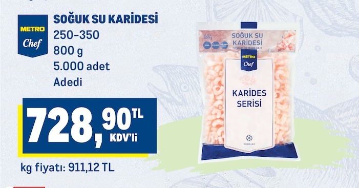Metro Chef Soğuk Su Karides 800G