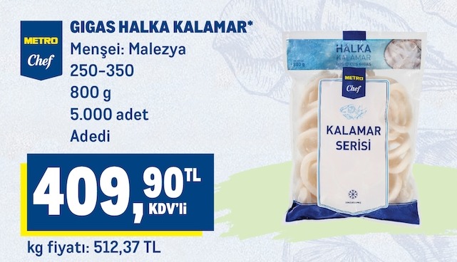 Metro Chef Gıgas Halka Kalamar 800G
