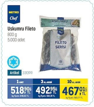 Metro Chef Uskumru Fileto 800G
